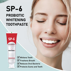 Illustration showing balanced oral microbiota with six probiotics