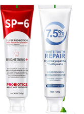 SP-6 Probiotics Whitening Toothpaste tube with probiotic strains label