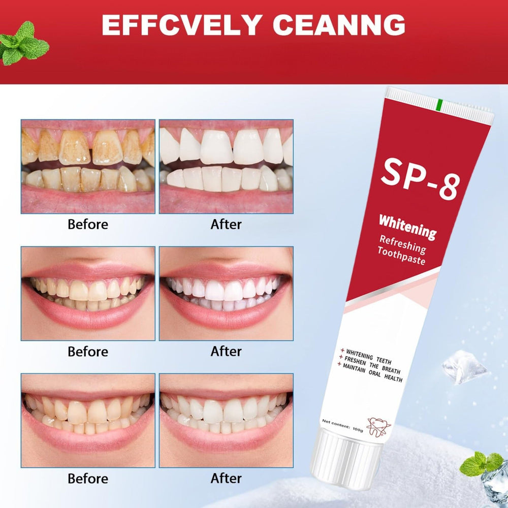 Smiling person with refreshed breath after using SP-8