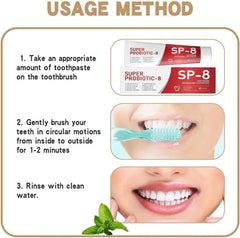 Sleek SP-8 toothpaste tube on a white surface