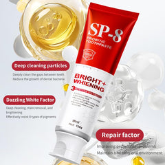 SP-8 toothpaste packaging and 4-pack box