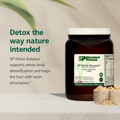 SP Detox Balance protein scoop demonstrates convenient serving for quick protein boosts.