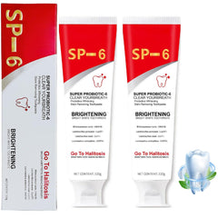 SP-6 Probiotic Whitening Toothpaste box and tube – front view