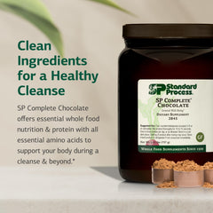 SP Complete chocolate 26 oz bottle back panel with nutrition facts
