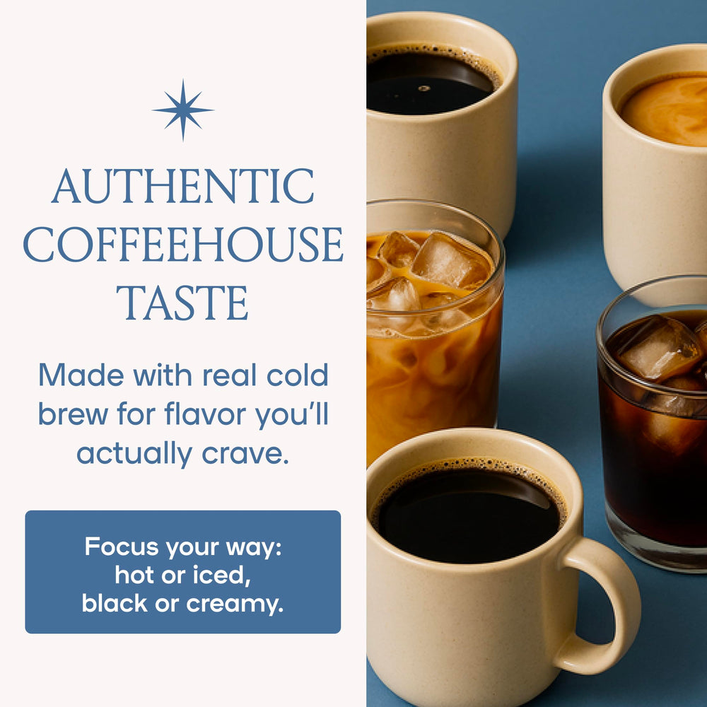 SPACE AND TIME Focus hot and iced serving options