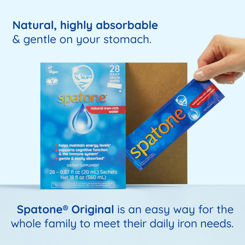 Spatone sachets for family use, suitable for ages 4+