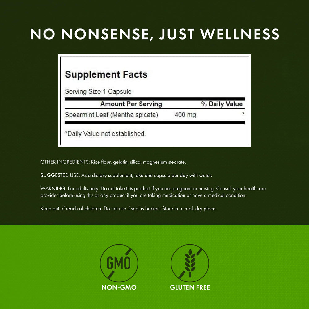 Full Spectrum Spearmint Leaf capsules bottle on white background