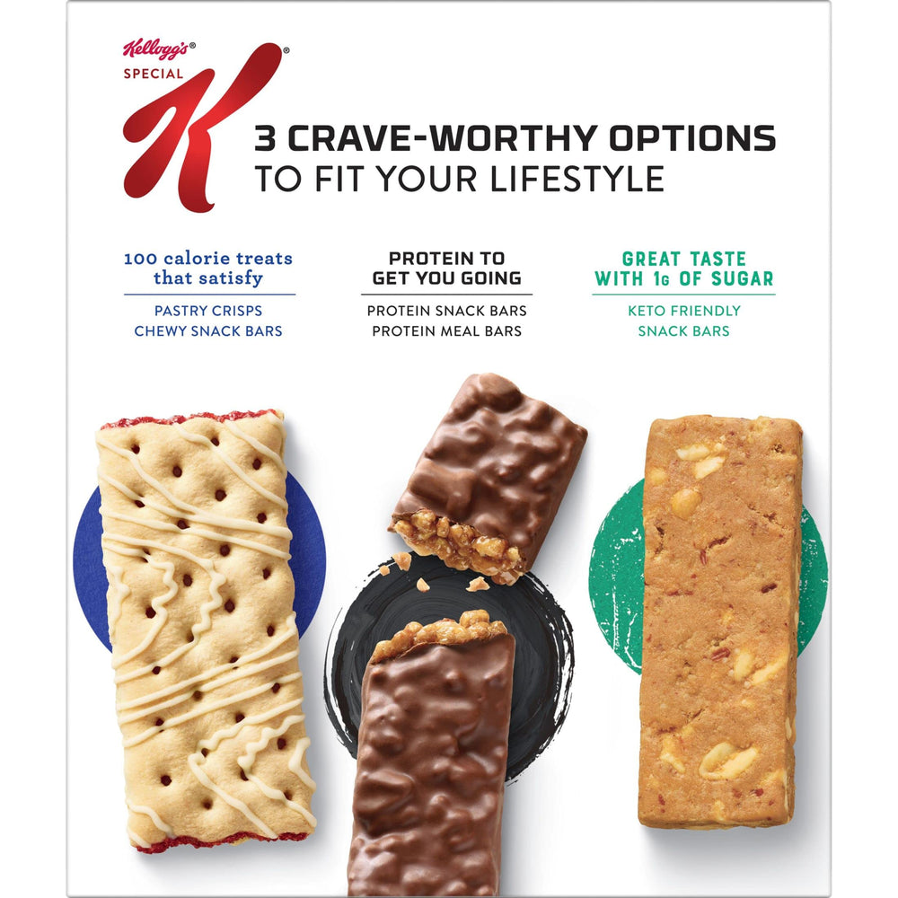 Special K chocolate peanut butter bar paired with fruit for a balanced snack.