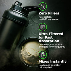 Species Nutrition Isolyze mixed glass demonstrates shake texture and beverage versatility