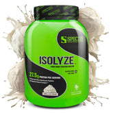 Isolyze milk protein bottle from Species Nutrition highlighting high-protein post-workout potential.