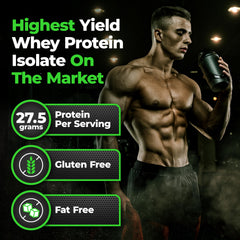Isolyze whey protein powder scoop showing quick-mix shakes after workouts.