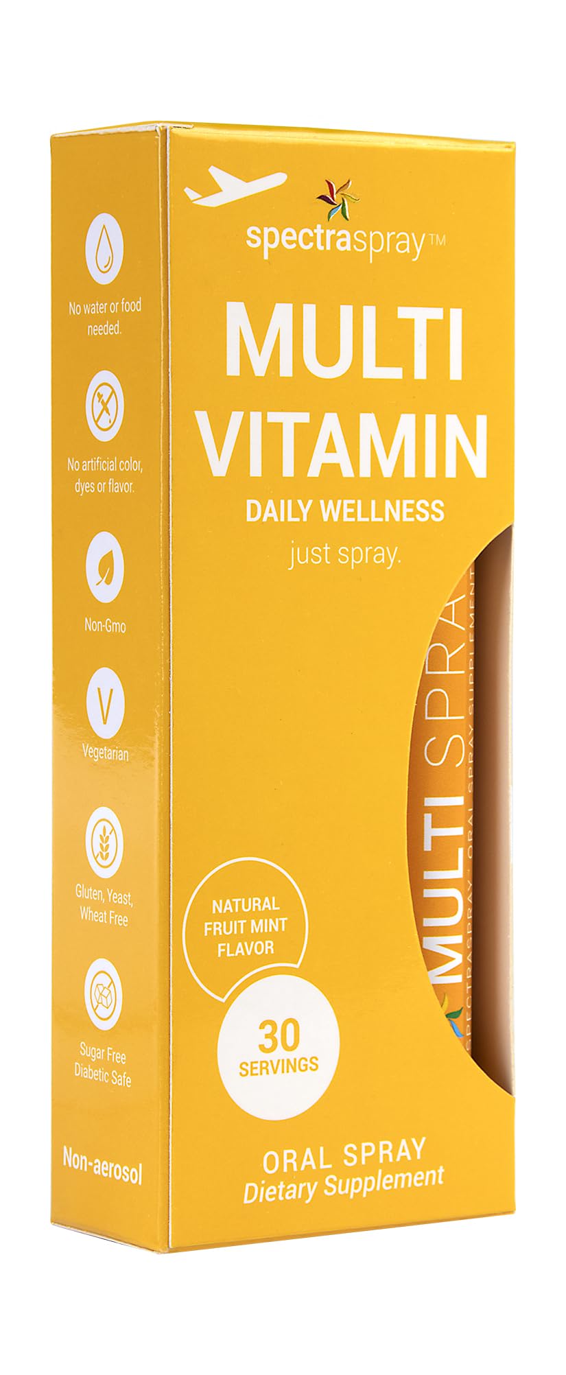 Spectraspray Multi Vitamin Pack bottle and spray nozzle on white background