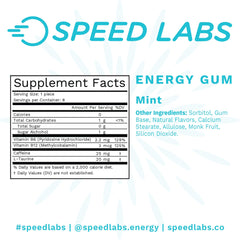 Speed Labs Mint Energy Gum individual piece close-up with crisp texture.