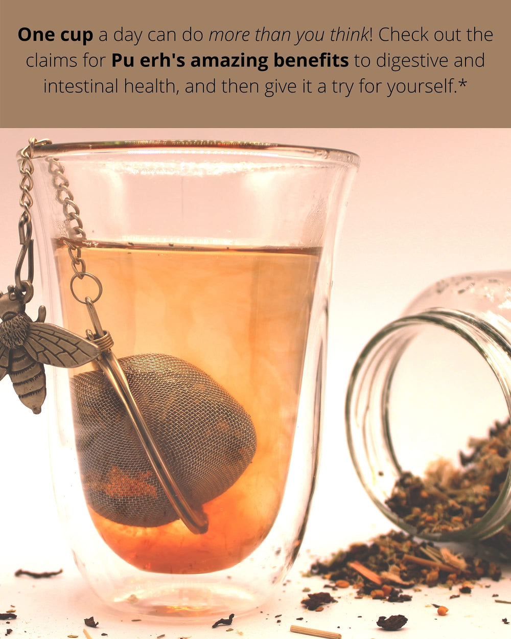 Illustration of digestive wellness with herbal tea