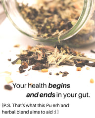 Organic Pu'er tea, ginger and lemongrass ingredients