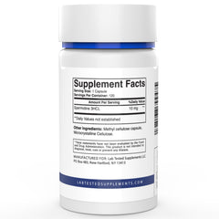 Back view showing supplement facts for Spermidine 3HCL capsules