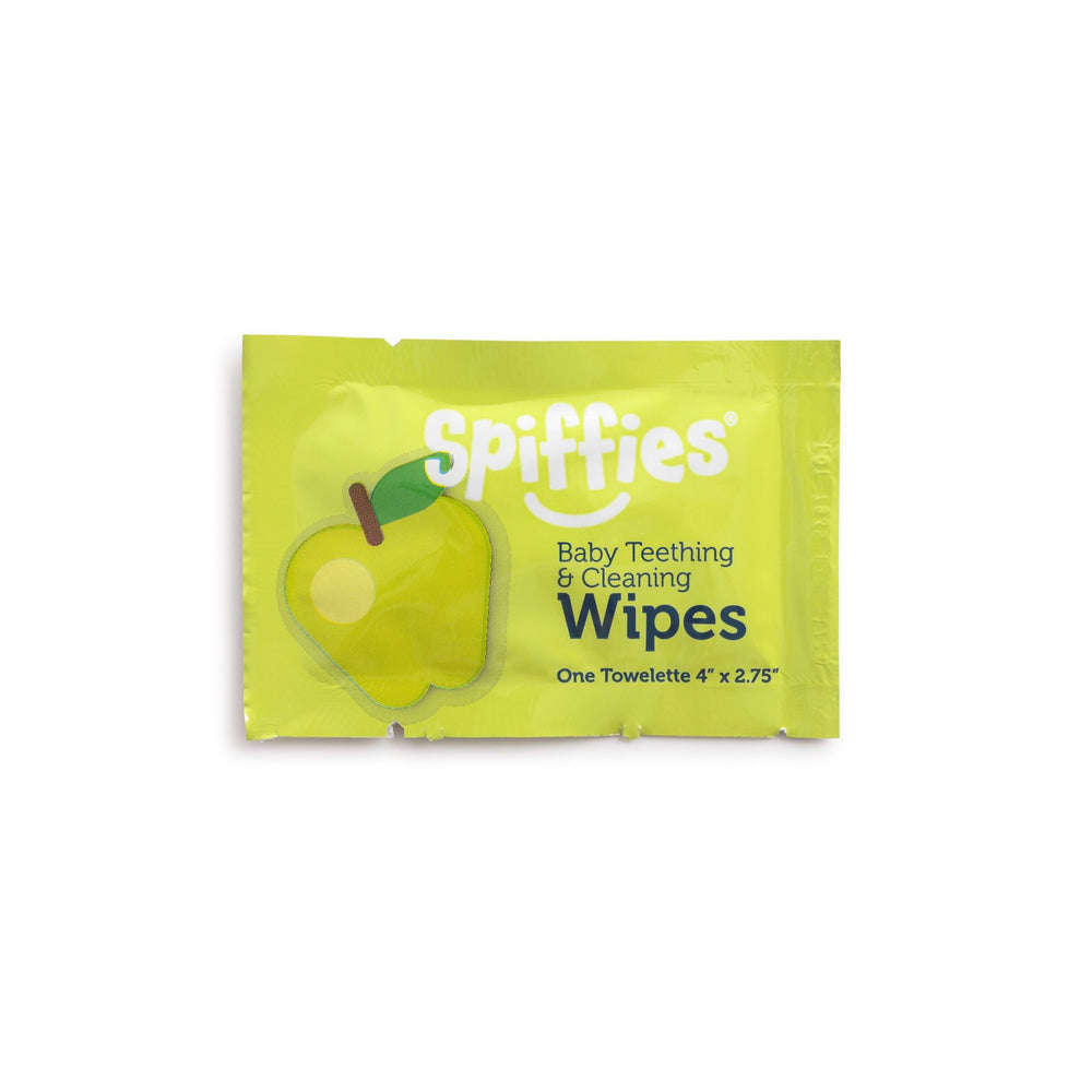 Close-up of fluoride-free, benzocaine-free baby dental wipes