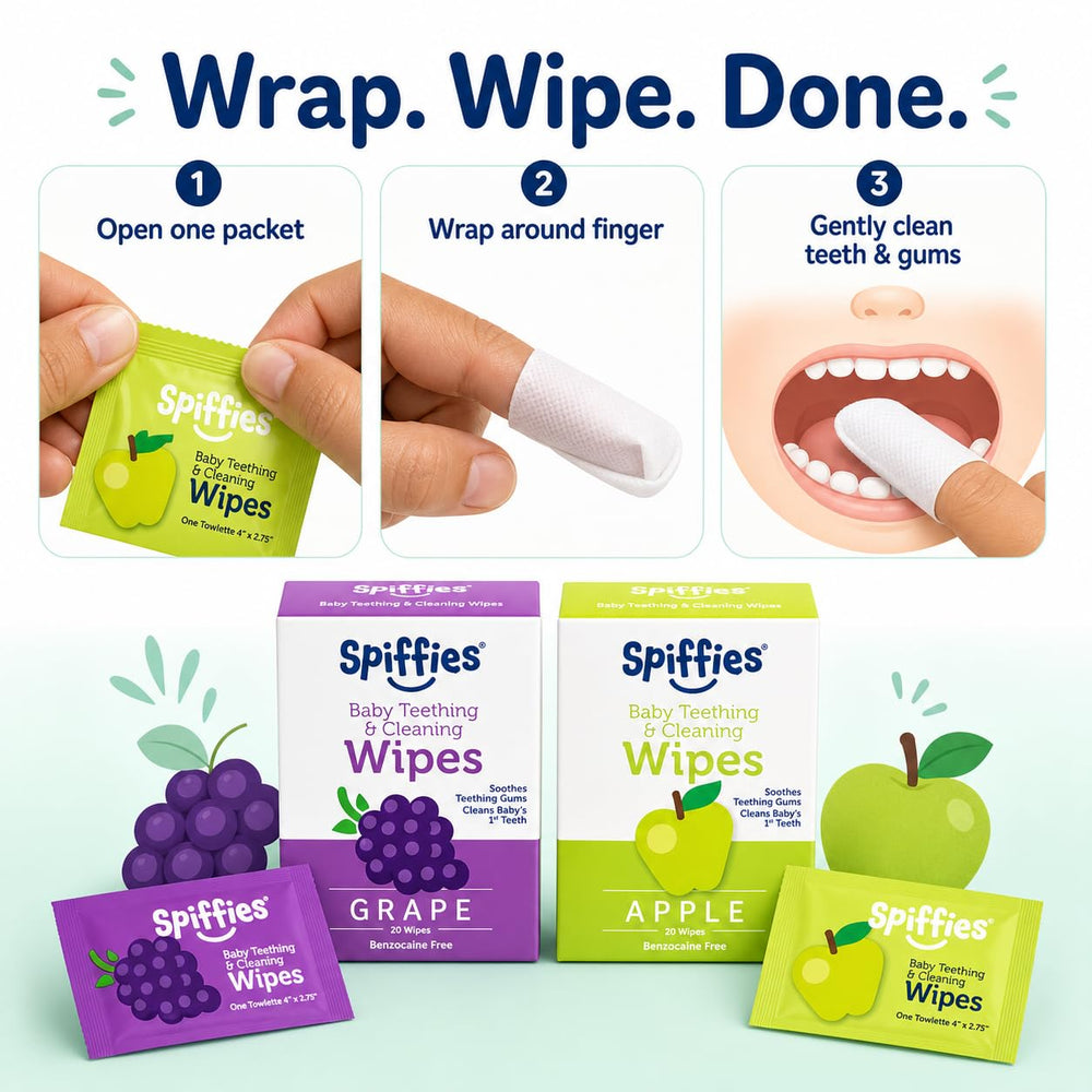 Close-up of Spiffies wipe texture gentle for delicate gums