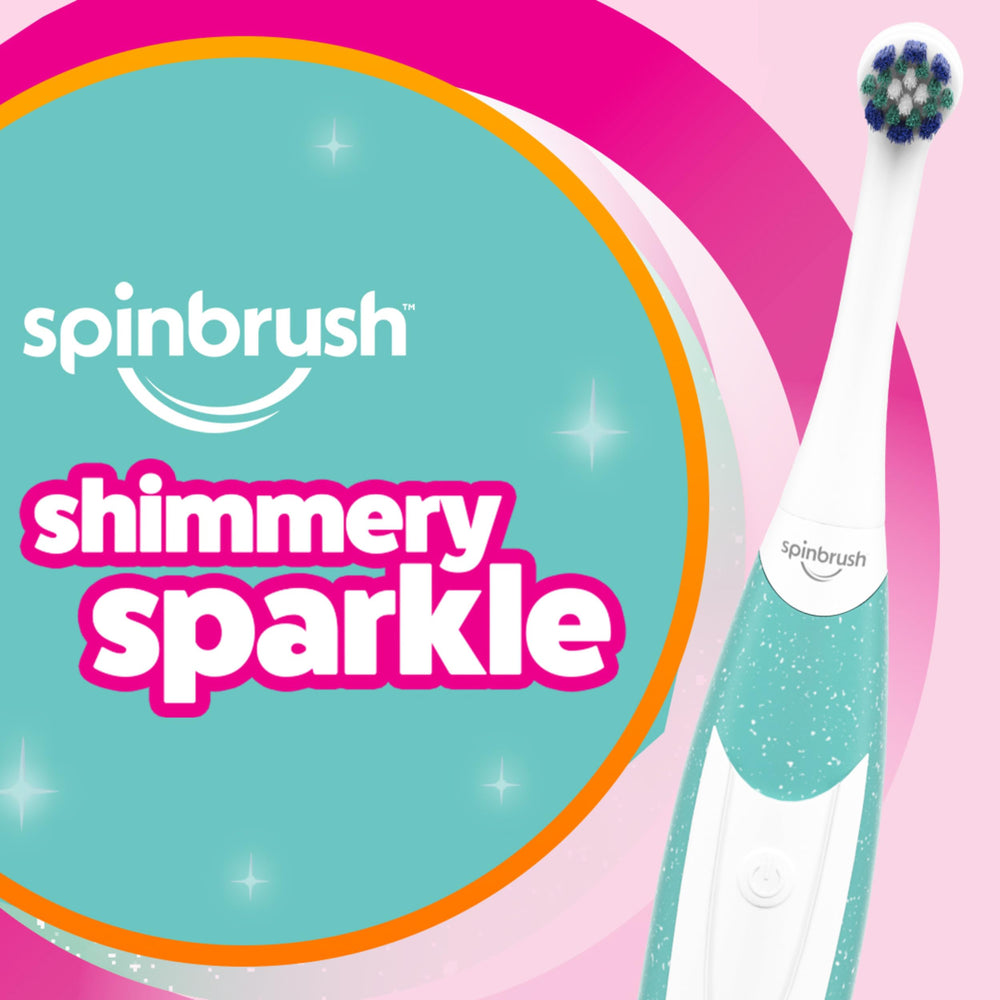 Spinbrush Kids Electric Toothbrush Shimmery Sparkle angled view