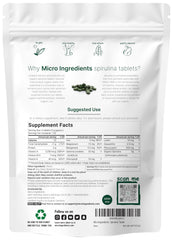 Close-up view of organic spirulina tablets
