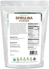 Spirulina powder bottle back label with organic certification