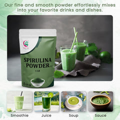 Graphic depicting protein, iron and vitamins from spirulina