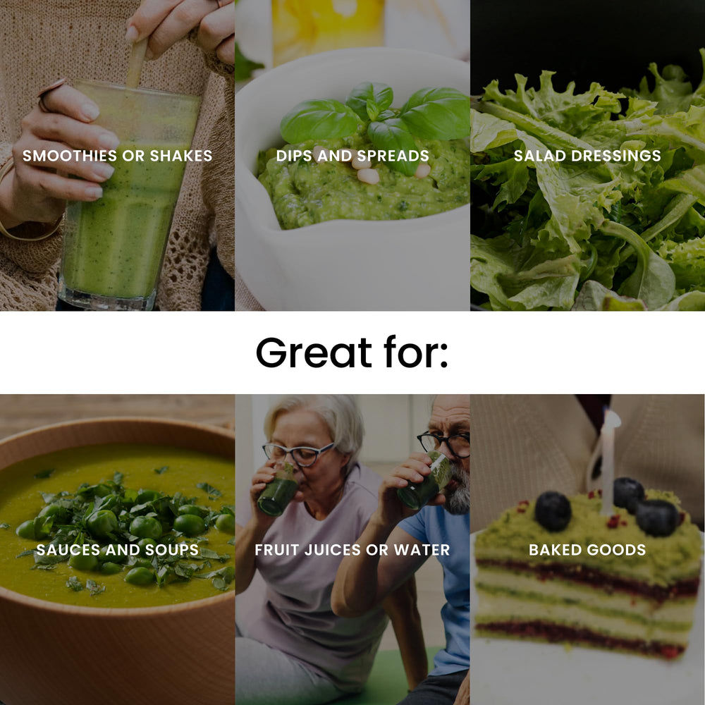 One teaspoon of spirulina powder being added to food or drink