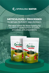 Nutritional facts panel of SpirulinaMater powder