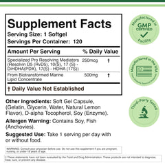 Close-up of SPM Max label and 250mcg SPM claim