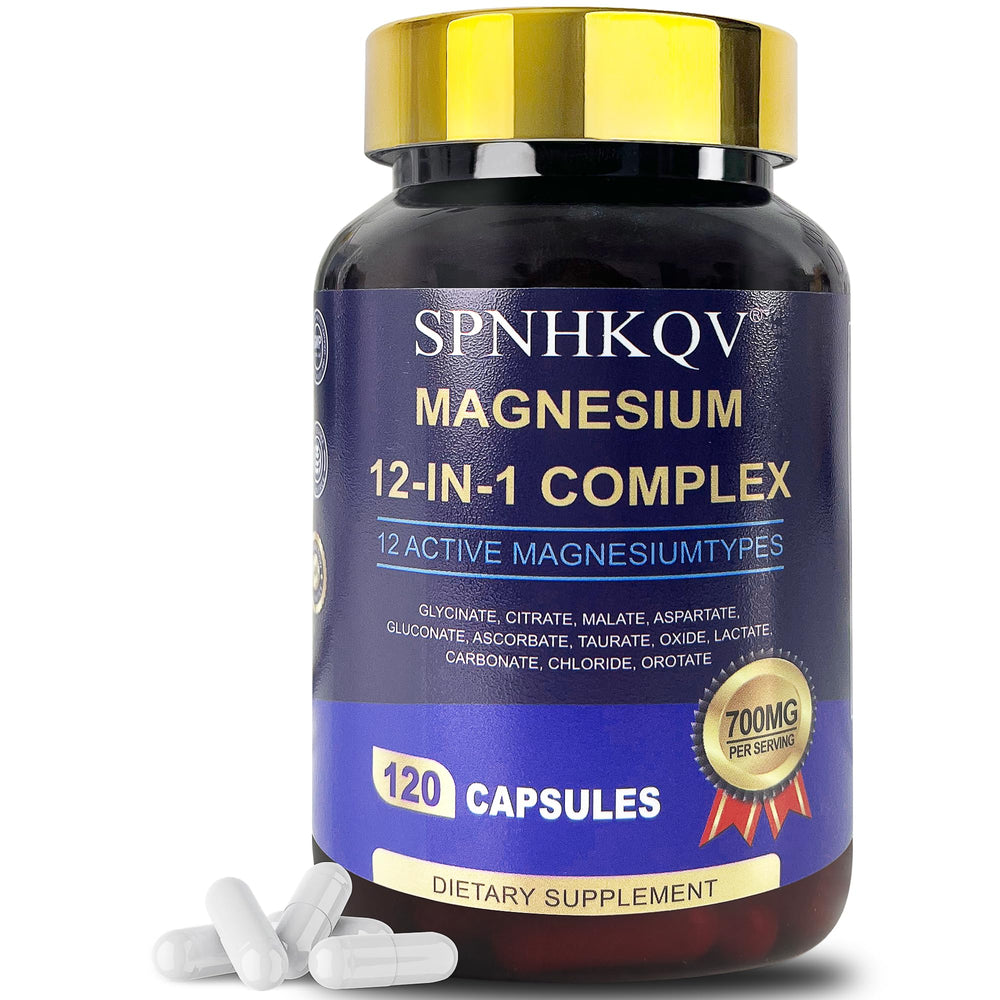 SPNHKQV Magnesium 12-in-1 Complex bottle with 120 vegan capsules
