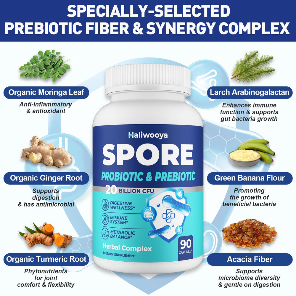 Herbal blend showing Moringa, Turmeric, and Ginger