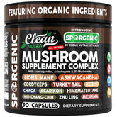 Sporgenic Organic Mushroom Supplement bottle with diverse mushroom blend
