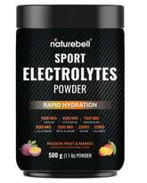 Front view of Sport Electrolytes Powder No Sugar 500g in Passion Fruit & Mango flavor