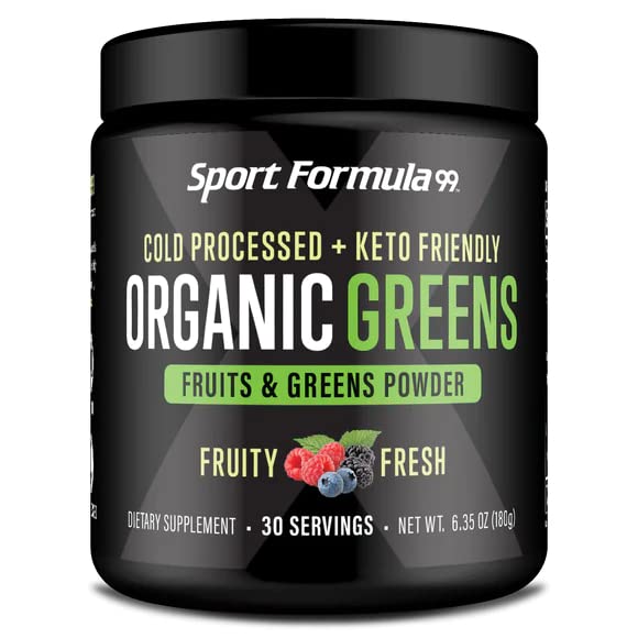 Front view of Sport Formula 99 Organic Greens Powder package