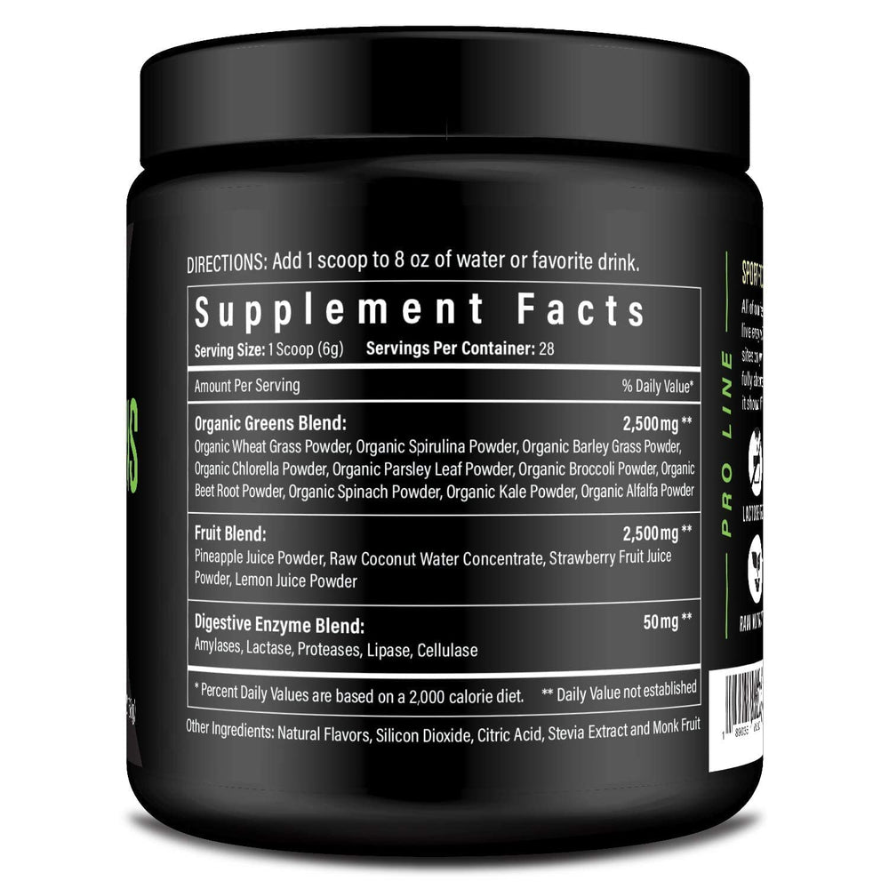 Nutrition panel and serving size for Sport Formula 99 Greens