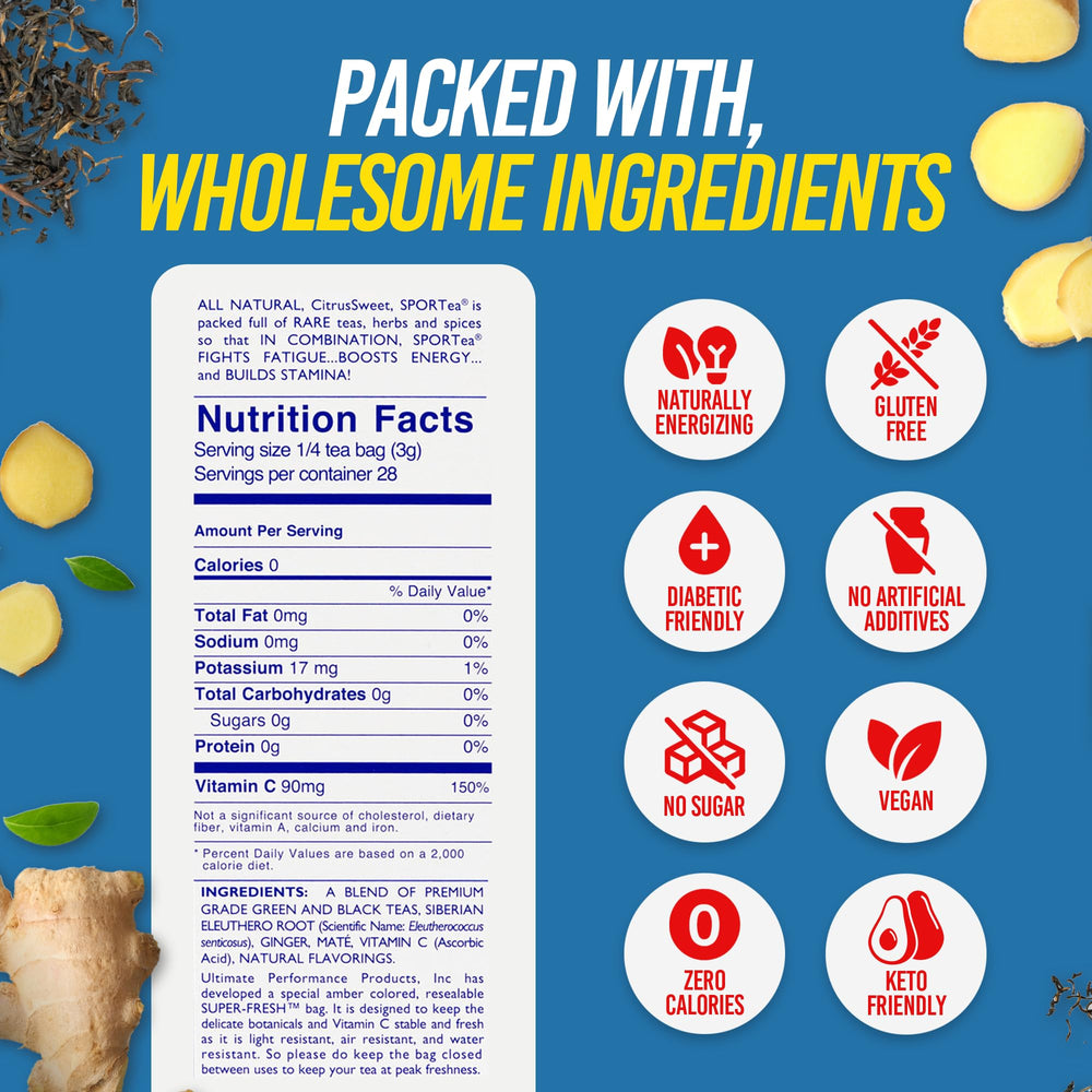 Brew instructions showing 7 tea bags in 1 quart of water