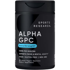 Sports Research Alpha GPC 630mg bottle - left view