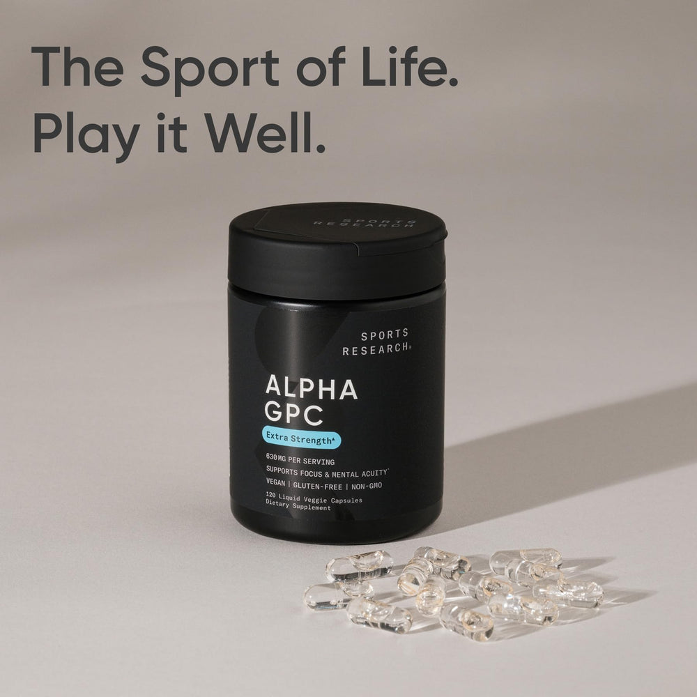 Front packaging of Sports Research Alpha GPC 630mg