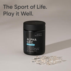Front packaging of Sports Research Alpha GPC 630mg