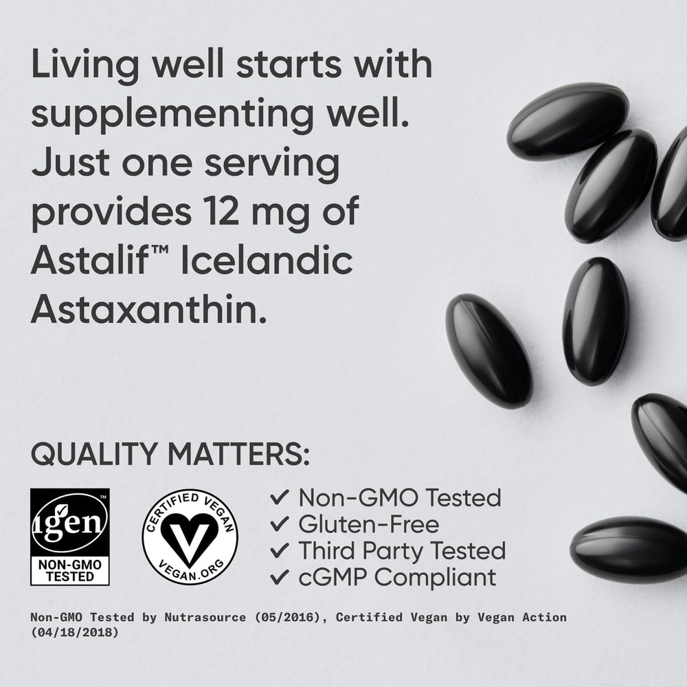 60-count vegan astaxanthin softgels bottle with label