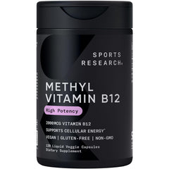 Sports Research Vitamin B12 2000 mcg bottle and label