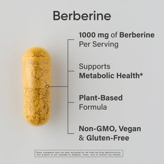 Berberine bottle with label close-up