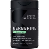 Front view of Sports Research Berberine softgels bottle with coconut oil
