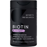 Sports Research Biotin 10,000 mcg bottle with Organic Coconut Oil
