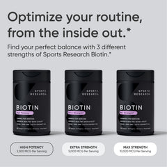 Sports Research Biotin 10,000mcg skin glow closeup with natural lighting.