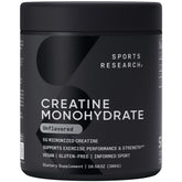 Sports Research Creatine Monohydrate powder canister with 5 g scoop and 10.58 oz