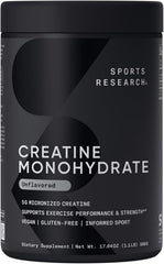 Sports Research Creatine Monohydrate powder bottle ready for training