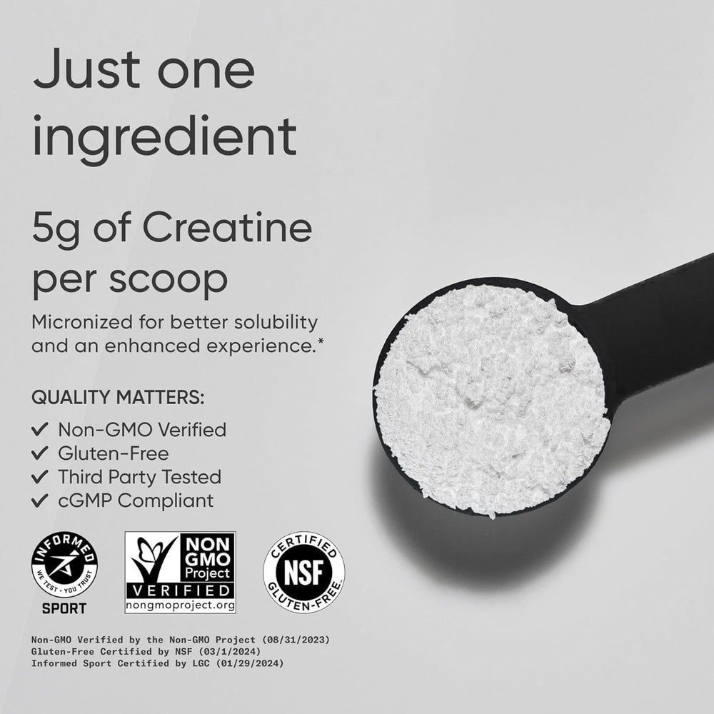 Sports Research Creatine Monohydrate scoop showing precise 5 g serving