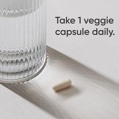 Vegan delayed-release capsule label showing gluten-free and non-GMO