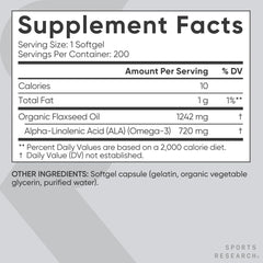 Non-GMO verified flaxseed oil softgels label
